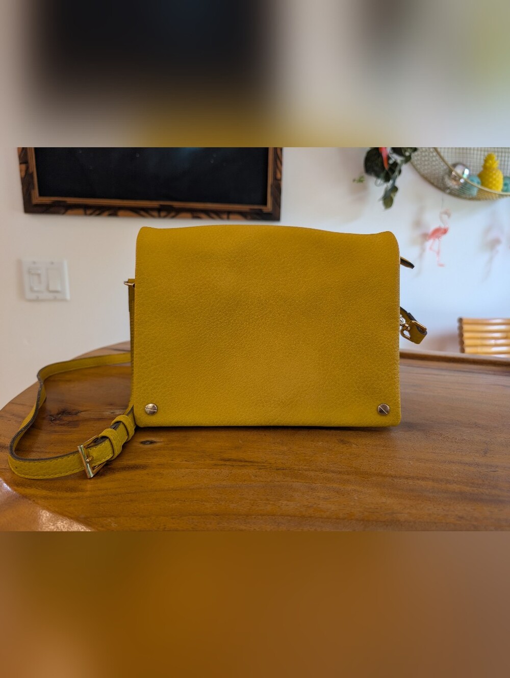 Street Level Faux Leather Crossbody Bag in Mustard Yellow